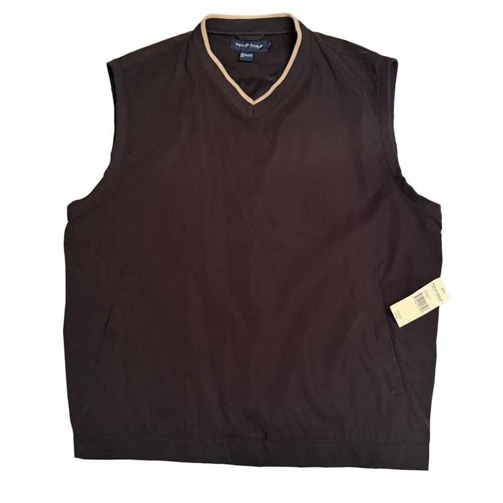 Polo Golf Ralph Lauren Black V-Neck Golf Vest Size L NWT
